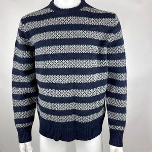 J Crew Lambswool Stripe Sweater Chunky Pullover Crew Neck Long Sleeve Men XL NWT